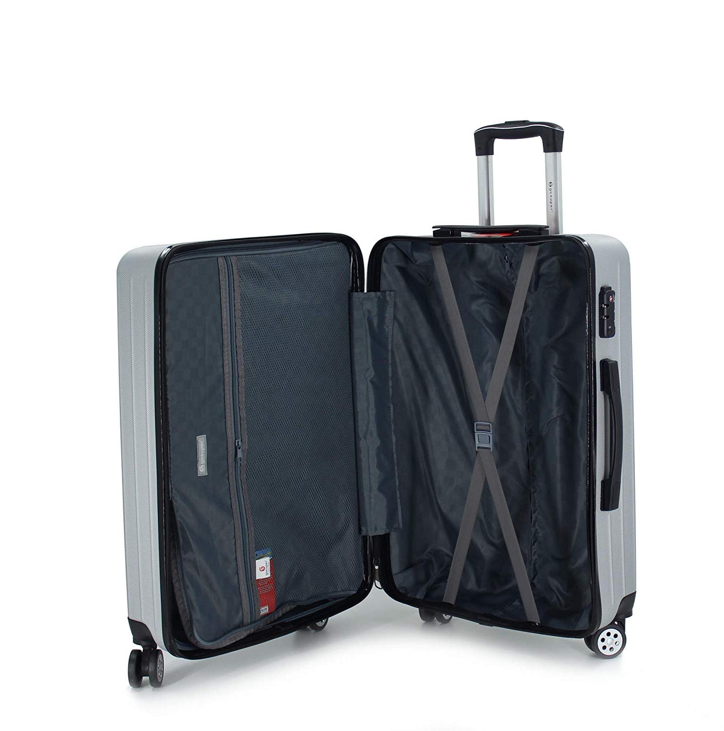 luggage travel trolley with 4 wheels 3 pieces set,silver 8019